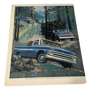 1963 Vintage Magazine Illustration Chevrolet Chevy Trucks